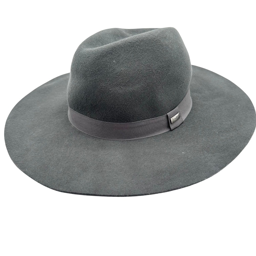 Crazy Train Charcoal Gray 100% Wool Wide Brim Fedora Hat 57CM Boho Western